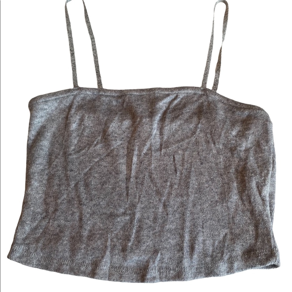 Zara Gray Crop Top with Spaghetti Straps